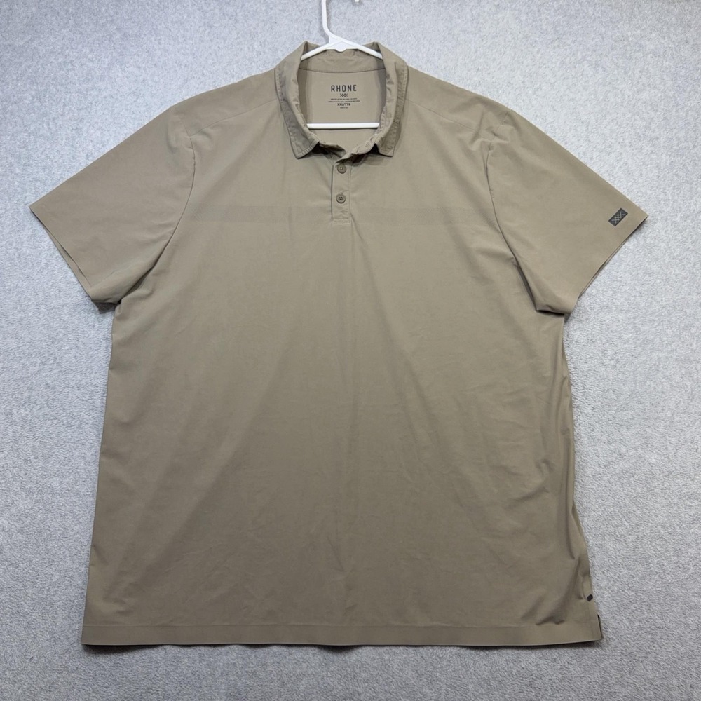 Rhone Tech Polo Shirt Mens XXL Brown Golf Performance Nylon Stretch Outdoor